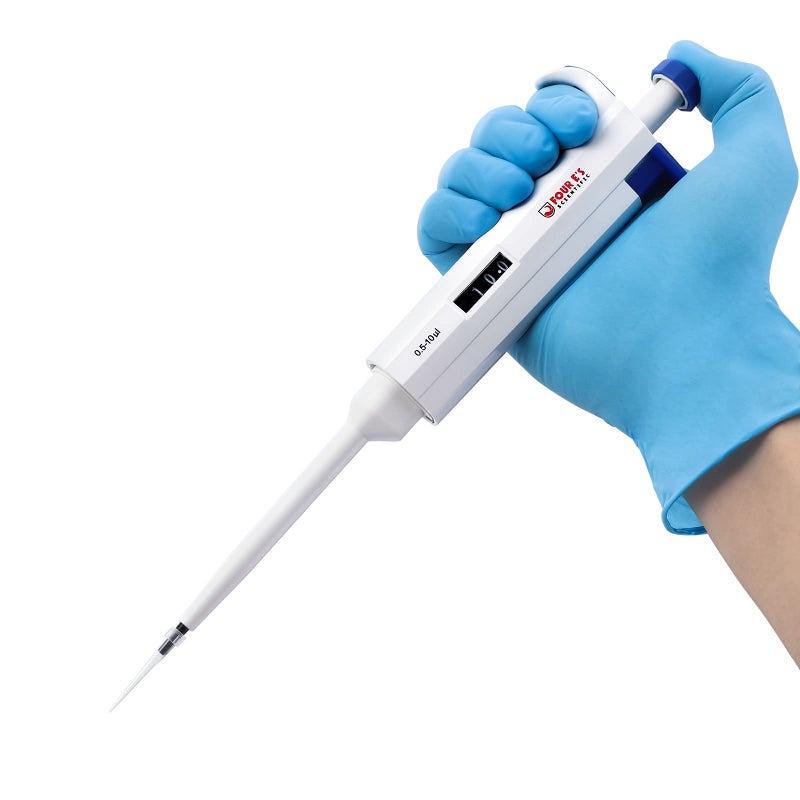 FOUR E'S SCIENTIFIC 0.5-10 uL Single-Channel Pipette Adjustable Variable Volume Micropipette High Accurate Pipettor for Laboratory, School - Image 1